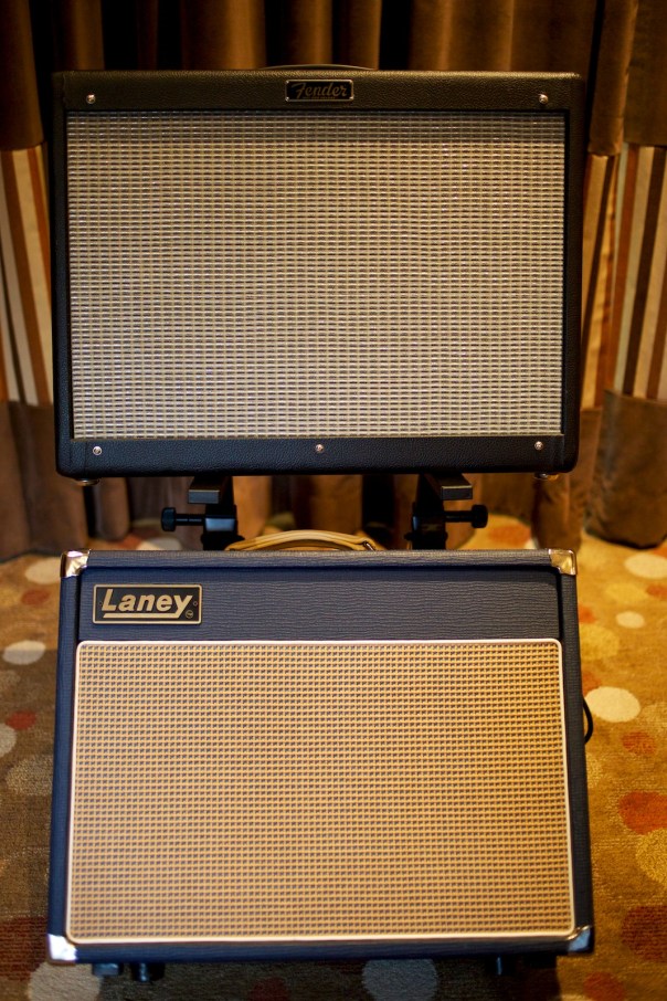 Double Trouble - Fender Hot Rod Deluxe III for clean tones and Laney Lionheart L5T-112 for jangly classic rock sounds.